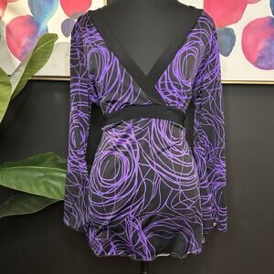 Y2K VTG American City Wear Purple Fairy Core Bell Long Sleeve Top Women's L